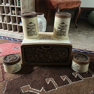 Cheninco Tin Mushroom Canisters & Breadbox